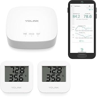 YoLink Smart Temperature and Humidity Sensor 2-Pack with Hub