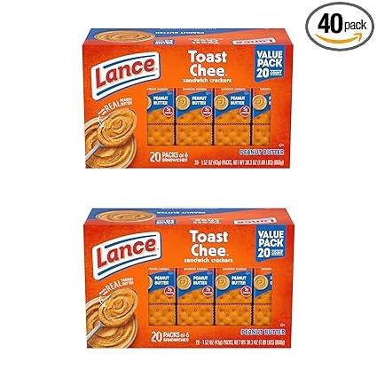 Lance ToastChee Peanut Butter Sandwich Crackers, 40-Pack