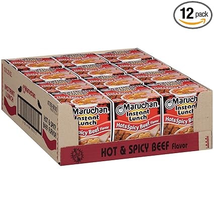 Maruchan Instant Lunch Hot & Spicy Beef Ramen Noodle Soup, 12-Count