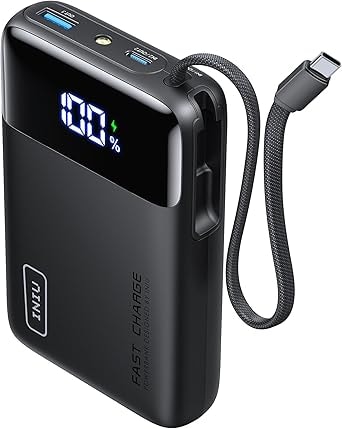 INIU 20000mAh 45W Power Bank with Built-In USB-C Cable