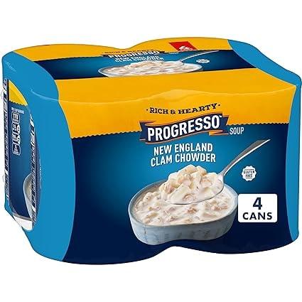 Progresso Rich & Hearty New England Clam Chowder Soup, 18.5 Oz (4-Pack)