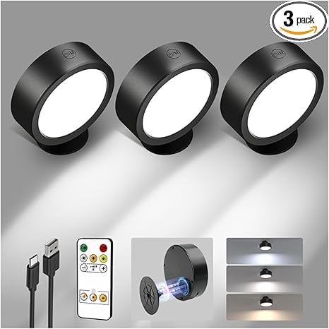 EZVALO Wireless Rechargeable LED Wall Sconces (3-Pack)