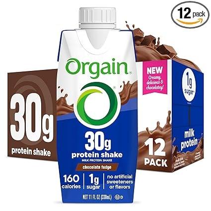 Orgain High Protein Shake, Chocolate Fudge, 30g Protein (12-Count)