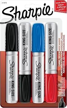 Sharpie King Size Chisel Tip Permanent Markers, Assorted Colors (4-Count)