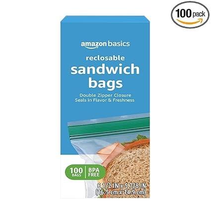 Amazon Basics Reclosable Double Zipper Sandwich Storage Bags
