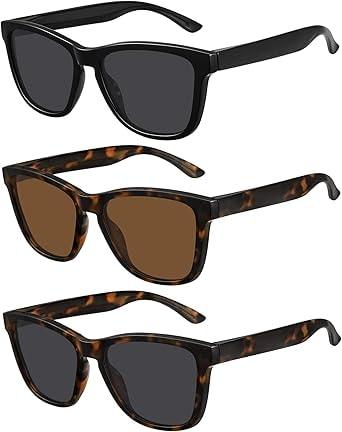 MEETSUN Polarized Sunglasses 3-Pack Retro Square Frames
