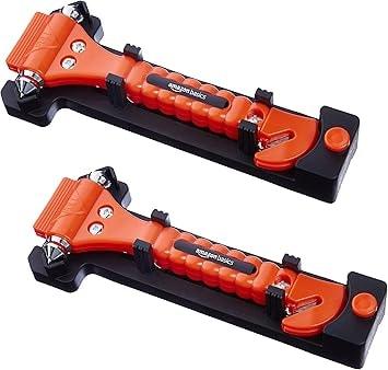 Amazon Basics 2-Pack Emergency Seat Belt Cutter and Window Hammer Tool