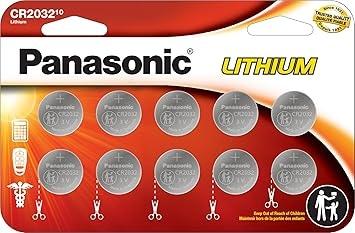 Panasonic CR2032 3V Lithium Coin Cell Batteries - 10 Pack