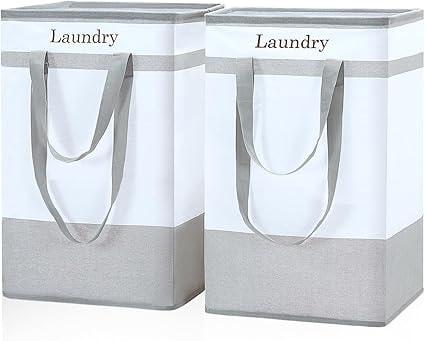 FairyHaus 78L Collapsible Laundry Basket with Handles (2-Pack, Gray)