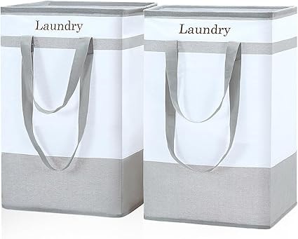 FairyHaus 78L Collapsible Laundry Basket with Handles (2-Pack, Gray)