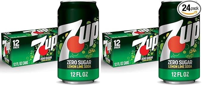 7UP Zero Sugar Lemon Lime Soda, 24-Pack 12-Oz