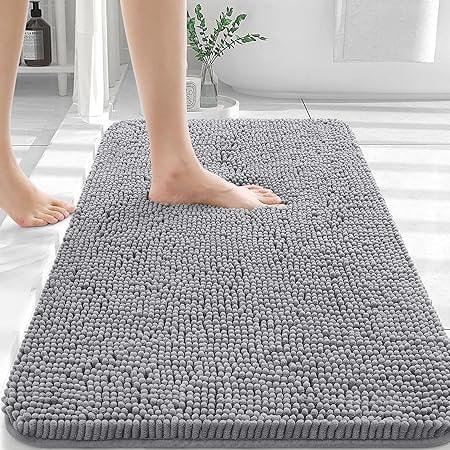 OLANLY 30" x 20" Extra Soft Absorbent Chenille Bath Rug - Grey