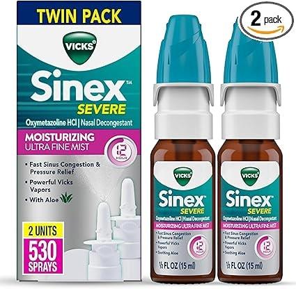 Vicks Sinex Severe Moisturizing Decongestant Nasal Spray, 2-Pack - Image 1