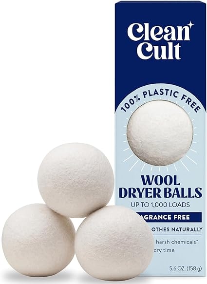 Cleancult 3-Count 100% Wool Dryer Balls (Fragrance Free)