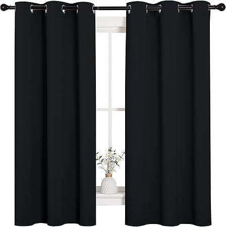 NICETOWN 2-Panel 42" x 63" Blackout Curtains (Black)