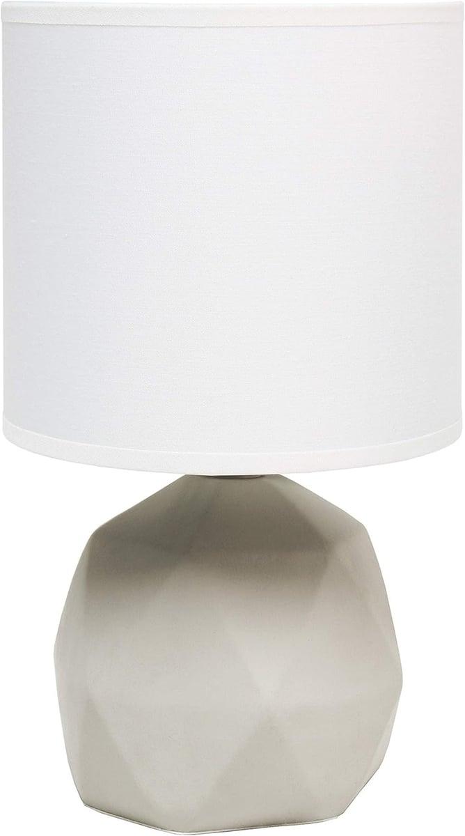 Simple Designs LT2060-WHT Geometric Concrete Table Lamp (White)