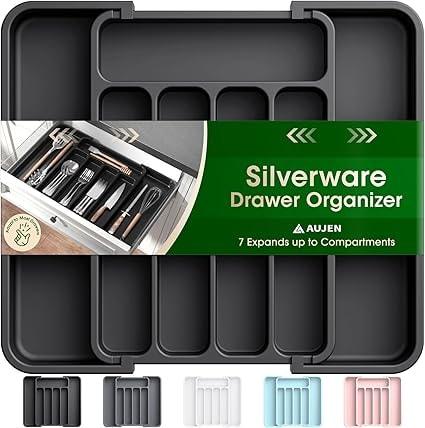 Aujen Expandable Kitchen Drawer Organizer - Black