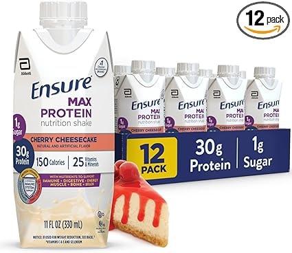 Ensure Max Protein 30g Protein Shakes, Cherry Cheesecake, 11 Oz (12 Pack)
