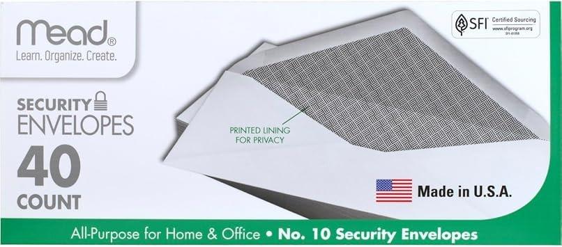 Mead #10 All-Purpose Security Envelopes - 40 Count