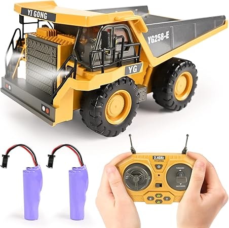 KidsFaves Remote Control Excavator and Dump Truck Toy Set