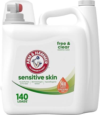 Arm & Hammer Free & Clear Sensitive Skin Liquid Laundry Detergent, 140 oz
