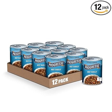 Progresso Traditional Beef Barley Canned Soup, 19 Oz (12 Pack)
