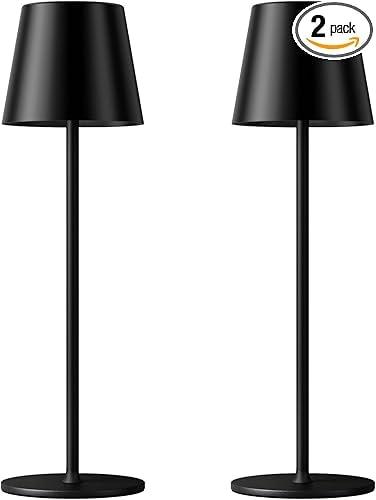 Kakanuo 2-Pack 5000mAh Cordless Rechargeable Table Lamp (Black)