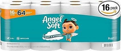 Angel Soft Mega Rolls 2-Ply Toilet Paper, 16 Count