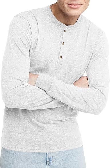 Hanes Men's Tri-Blend Long Sleeve Henley T-Shirt