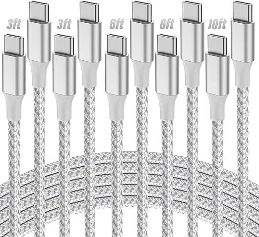 SwaggWood 5-Pack 60W Fast Charging USB-C to USB-C Cables