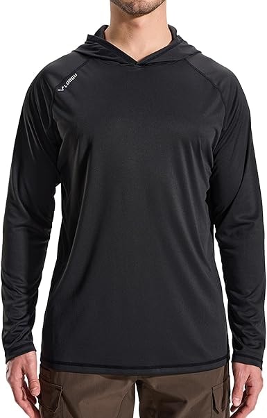 LOOGU Men's UPF 50+ Sun Protection Long Sleeve Hoodie T-Shirt