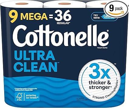 Cottonelle 9-Pack Mega Rolls Toilet Paper (Ultra Clean)