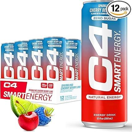 C4 Smart Energy Drink Cherry Berry Lime 12 Ounce 12 Pack