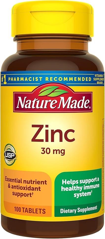 Nature Made Zinc Tablets, 30 mg, 100 Count