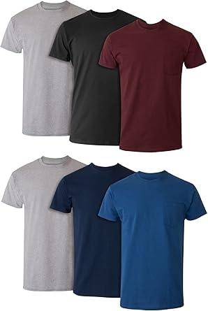 Hanes Men's 6-Pack Cotton Crewneck Pocket T-Shirts