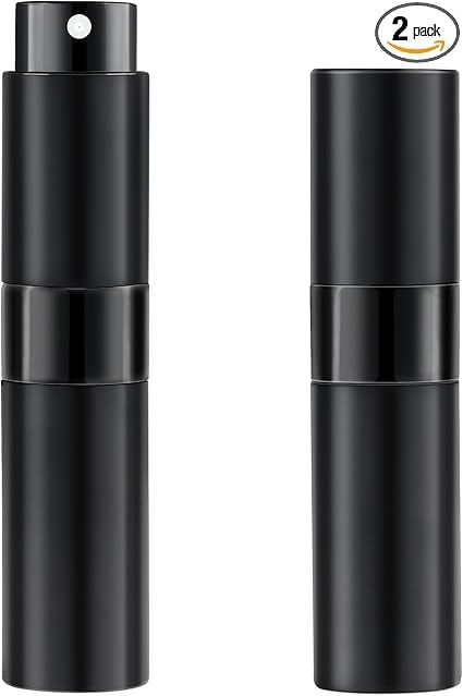 MDDRUIQI 8ml Refillable Perfume Atomizer Bottle (2-Pack, Black)