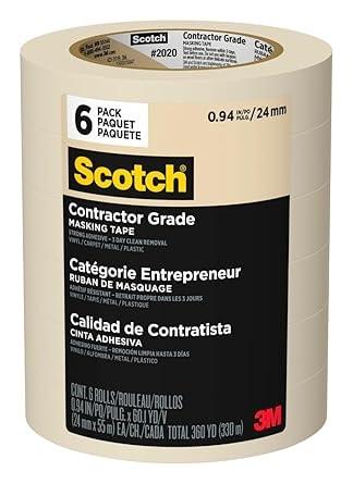 Scotch Contractor Grade Masking Tape 1 Inch Wide 6 Pack