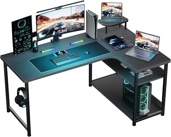 GTRACING L Shaped Gaming Desk with Monitor Stand