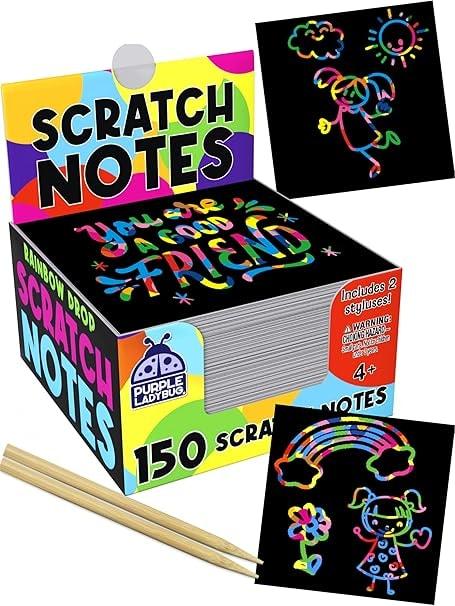 PURPLE LADYBUG Rainbow Scratch Art Mini Notes Set
