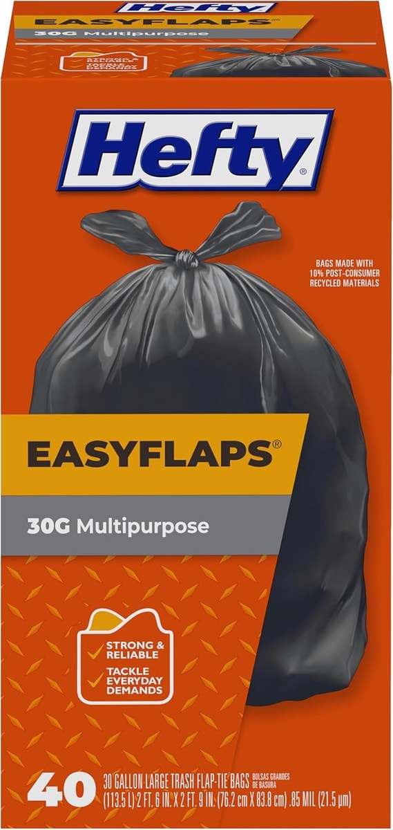 Hefty Easy Flaps Large Trash Bags, 30 Gallon