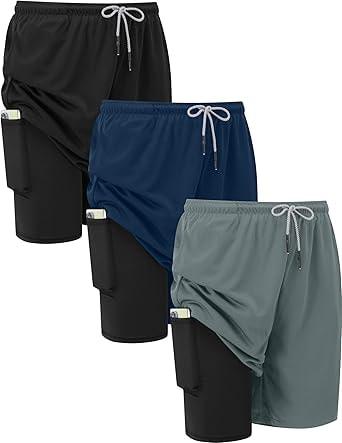 HovSiyla Mens 2-in-1 Running Shorts with Compression Liner