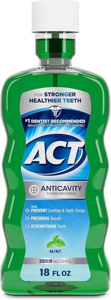 ACT Anticavity Zero Alcohol Fluoride Mouthwash, Mint