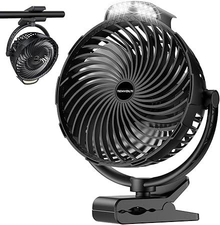 Tenvolti 10000mAh Clip-on Fan with LED Light and 9 Speeds