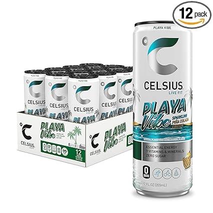 CELSIUS Playa Vibe Sparkling Pina Colada Energy Drink 12 Pack