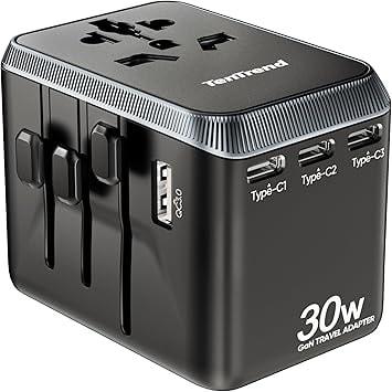 TenTrend Universal Travel Adapter with 4x USB-C and USB-A Ports