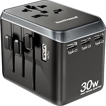 TenTrend Universal Travel Adapter with 4x USB-C and USB-A Ports