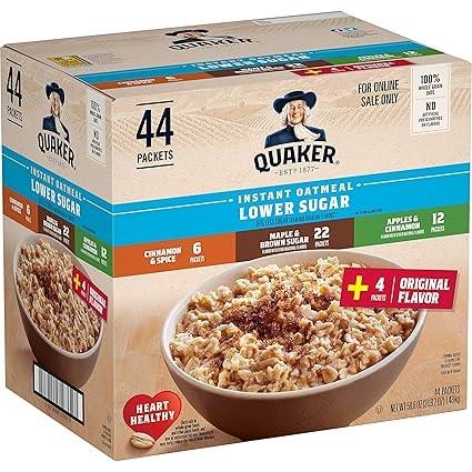 Quaker Lower Sugar Instant Oatmeal Variety Pack, 44-Count