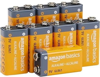 Amazon Basics 9V Alkaline Batteries, 8-Count