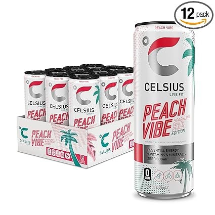 CELSIUS Sparkling Peach Vibe Energy Drink - 12 Pack
