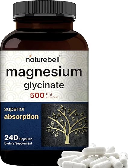 NatureBell Magnesium Glycinate 500mg Capsules, 240 Count